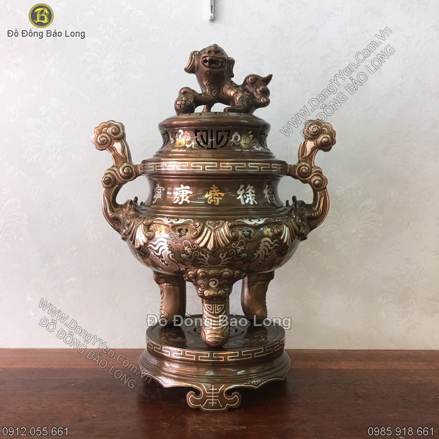 Đỉnh Đồng Tam Khí Khảm Kỹ 50cm