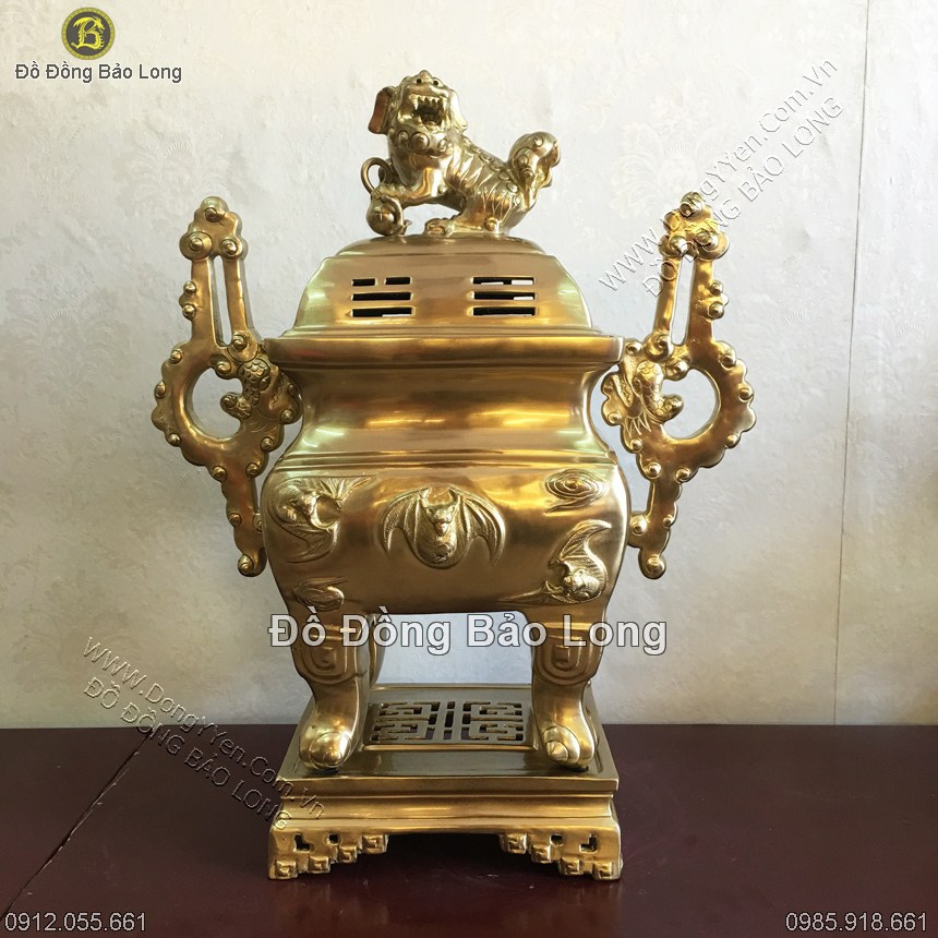 đỉnh đồng vuông dơi mây tai chiện cao 50cm