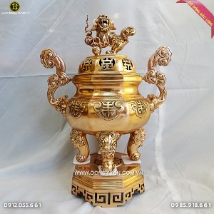 Đỉnh Bát Giác Bằng Đồng Đỏ Mộc 50cm