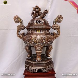 Đỉnh Bát Giác Khảm Tam Khí Cao Cấp 70cm