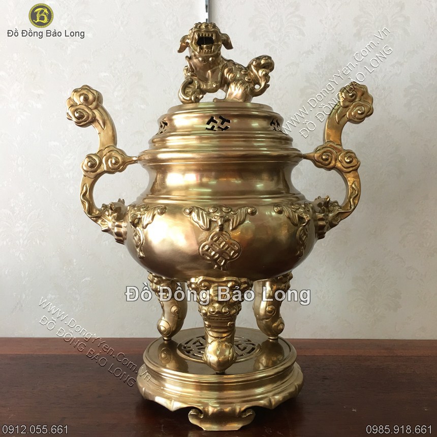 Đỉnh Đồng Dơi Ngậm Tiền Màu Mộc 60cm