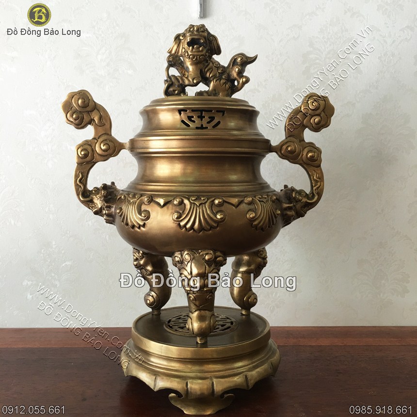 Đình Đồng Hoa Sòi Hun Xanh Giả Cổ 50cm