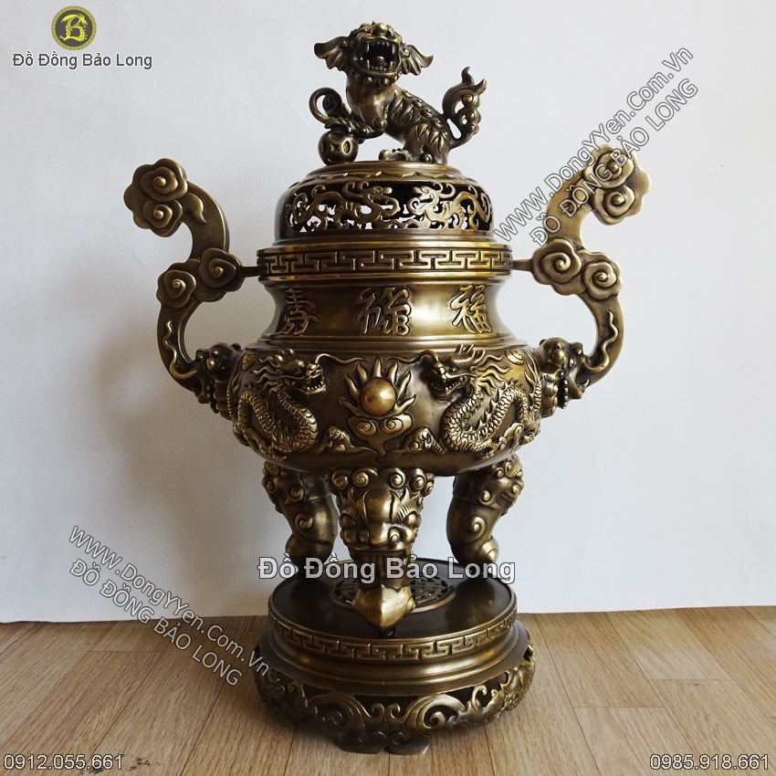 Đỉnh Thờ Rồng Phượng Hun Xanh 70cm