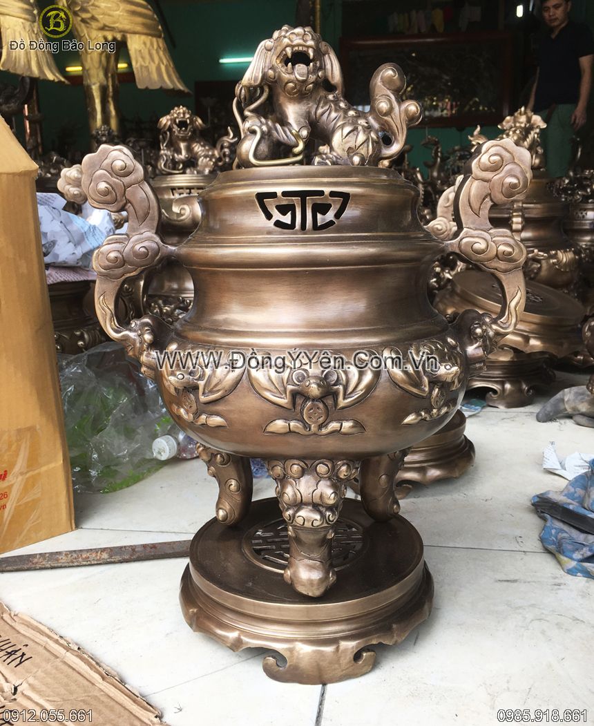 đỉnh đồng dơi tiền hun xanh cao 60cm