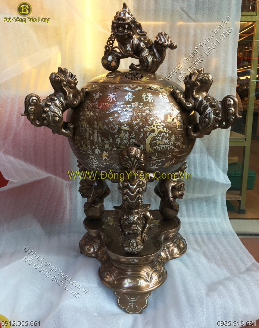 đỉnh đồng thất lân khảm tam khí cao 90cm