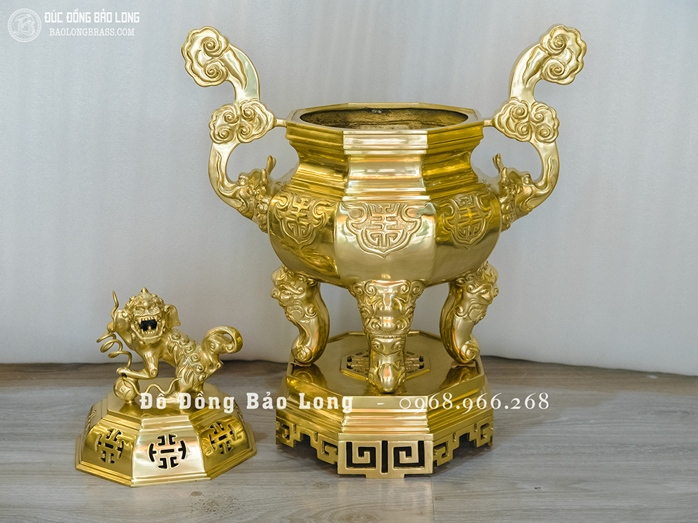 Đỉnh Đồng Bát Giác Bằng Đồng Catut 70cm