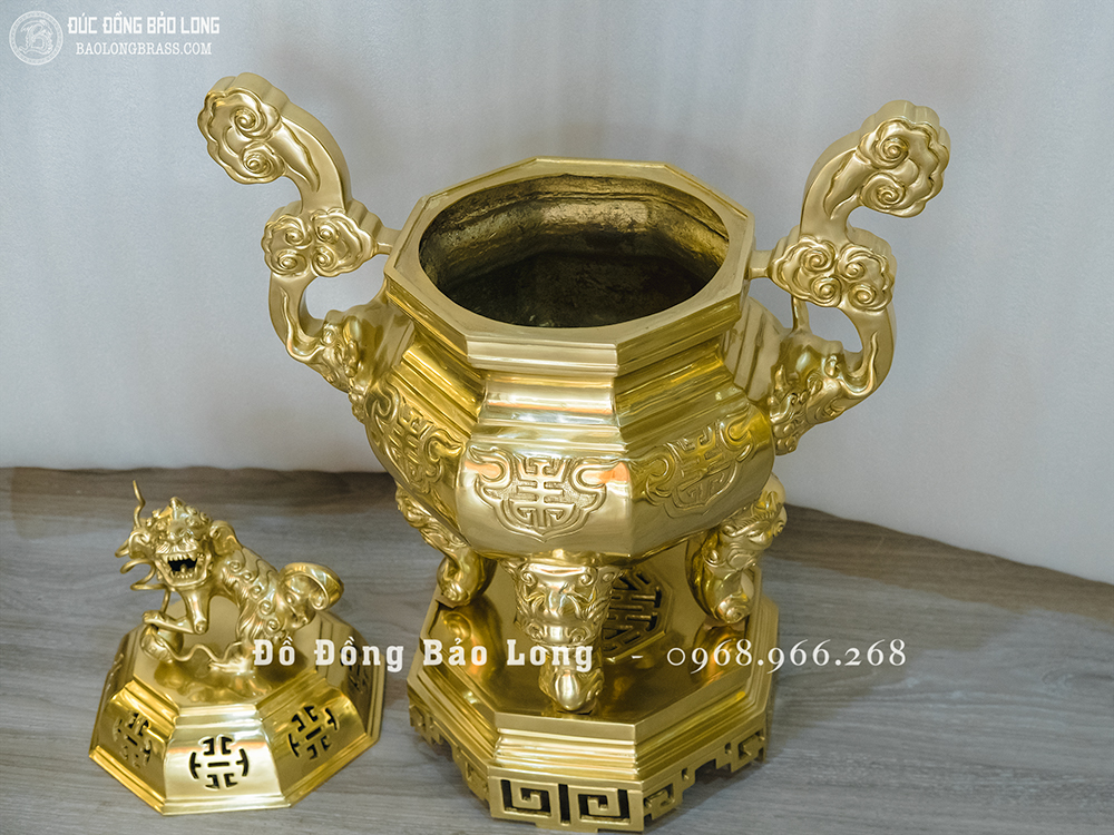 đỉnh đồng bát giác bằng đồng catut 70cm