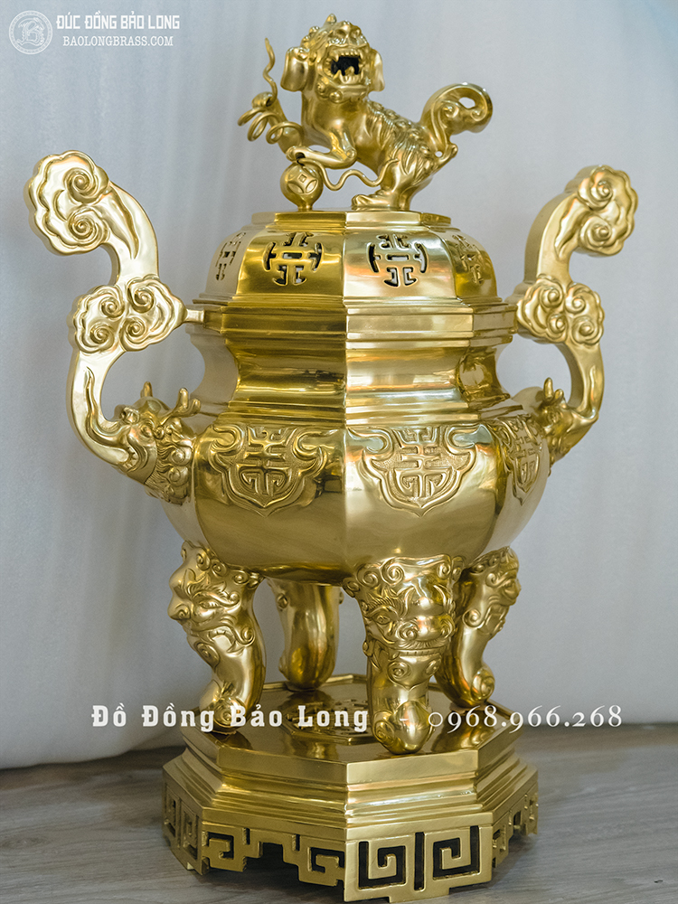 Đỉnh Đồng Bát Giác Bằng Đồng Catut 70cm