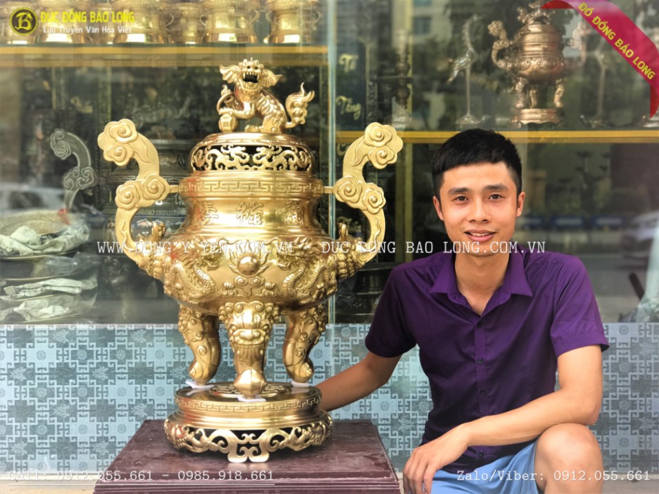 đỉnh rồng nổi bằng đồng catut 81cm