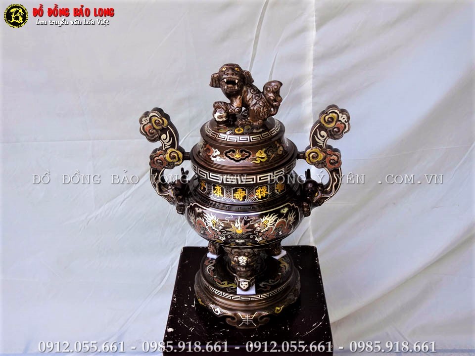 đỉnh đồng khảm ngũ sắc
