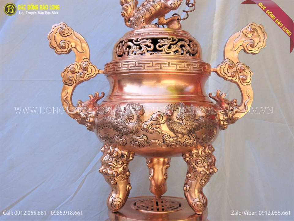 đỉnh thờ bằng đồng rồng phượng