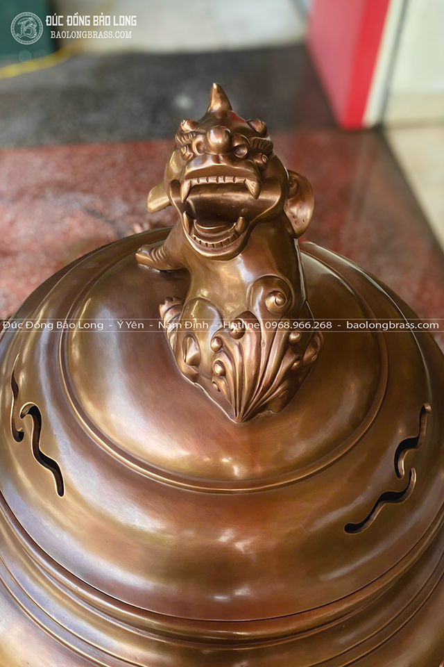 đỉnh đồng Dơi Phúc bằng đồng đỏ màu giả cổ cao 1m07