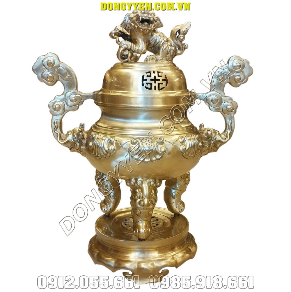 Đỉnh Đồng Thờ Gia Tiên - Đỉnh Thờ Bằng Đồng Vàng 50cm