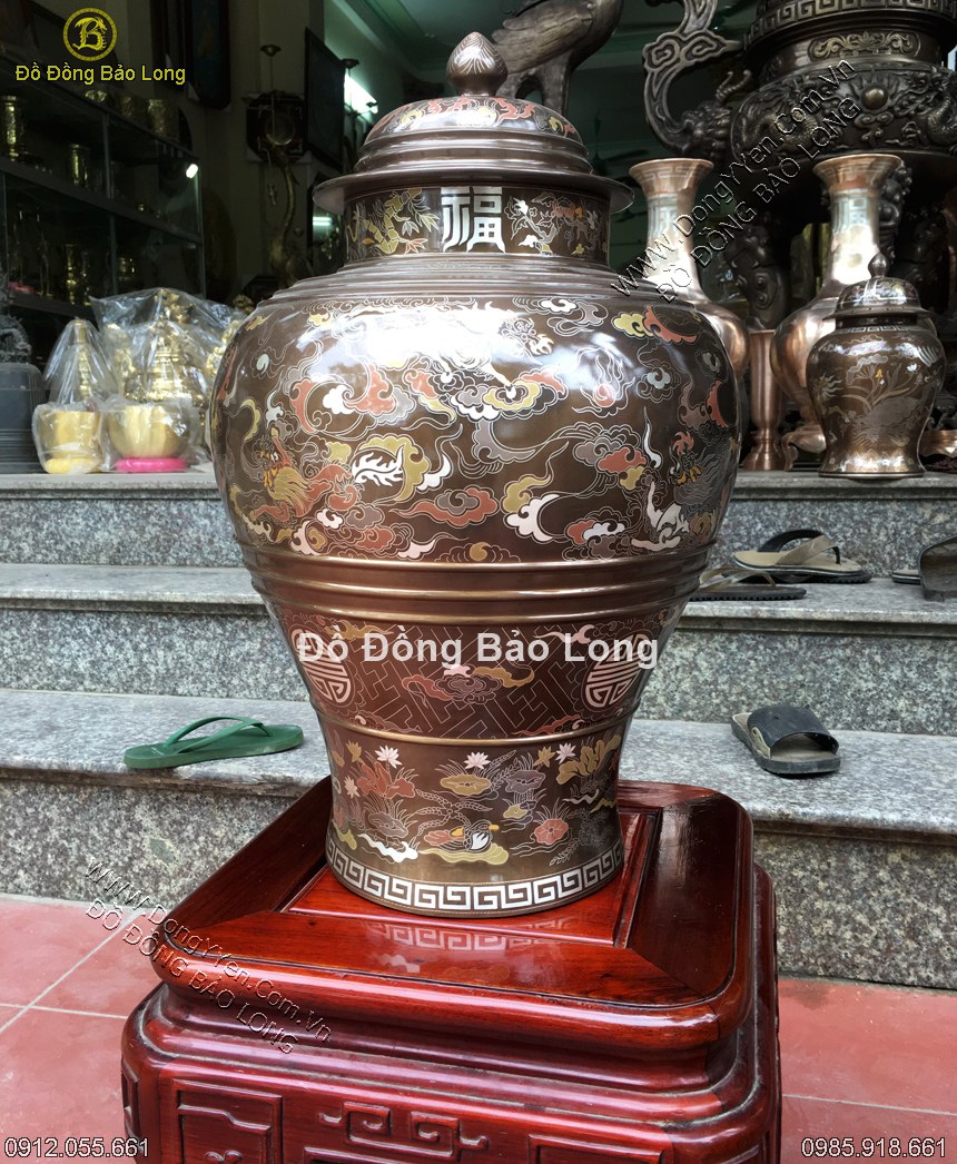 chóe đồng 60cm khảm ngũ sắc cao cấp