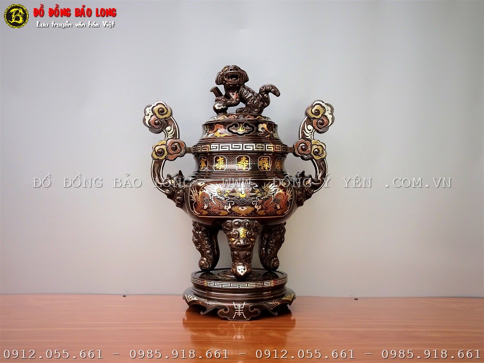 đỉnh đồng khảm ngũ sắc