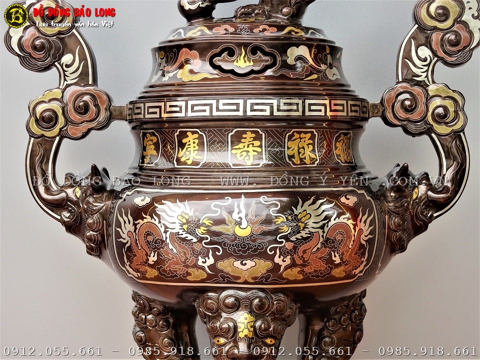 Đỉnh đồng khảm ngũ sắc