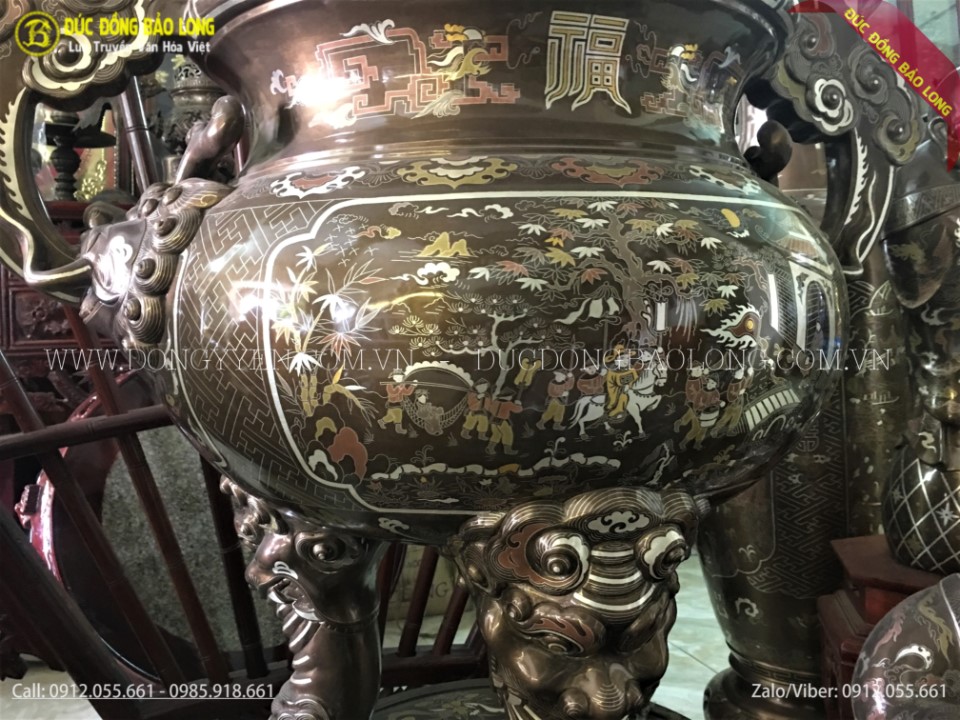 đỉnh đồng khảm ngũ sắc