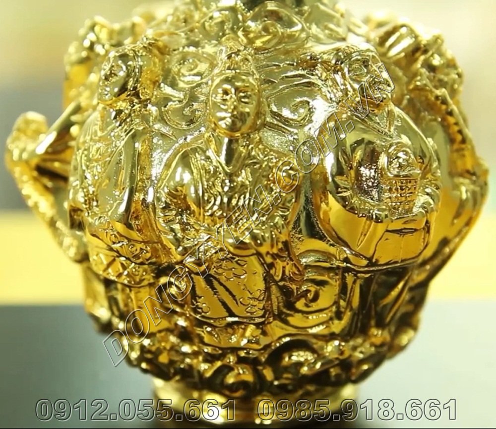 Hồ lô bát tiên bằng đồng mạ vàng 24K