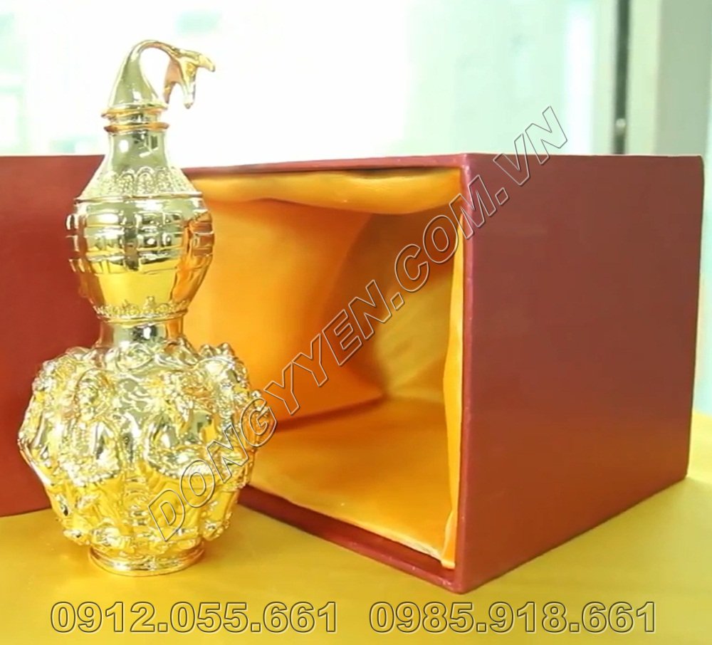Hồ lô bát tiên bằng đồng mạ vàng 24K