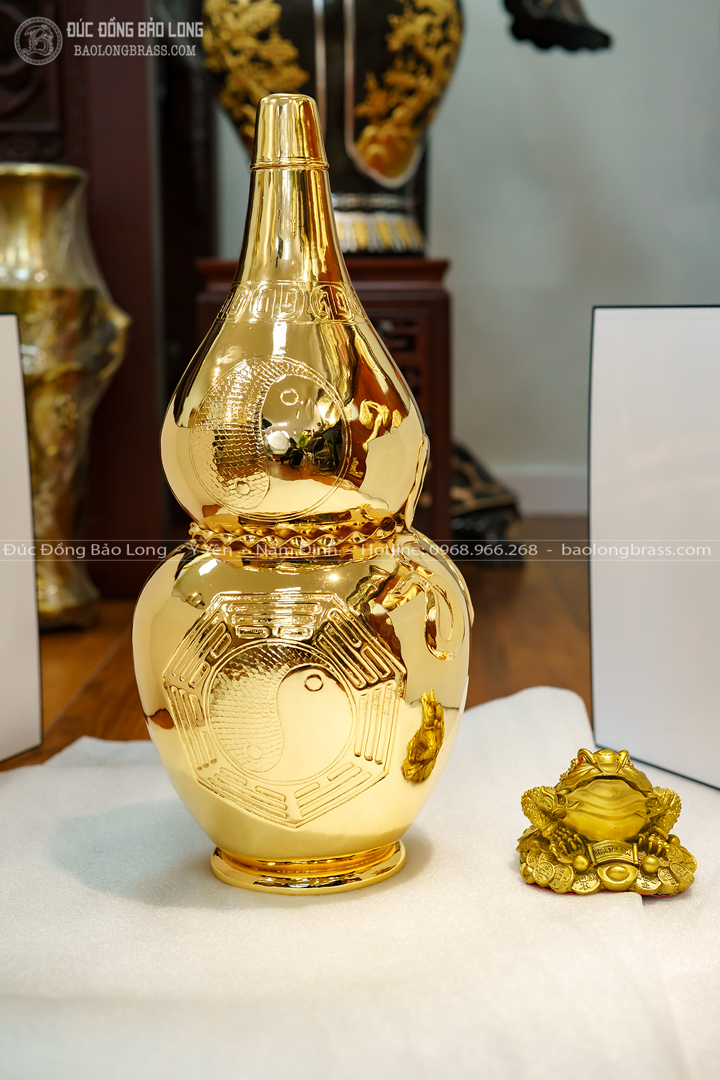 hồ lô phong thủy bằng đồng mạ vàng 24k