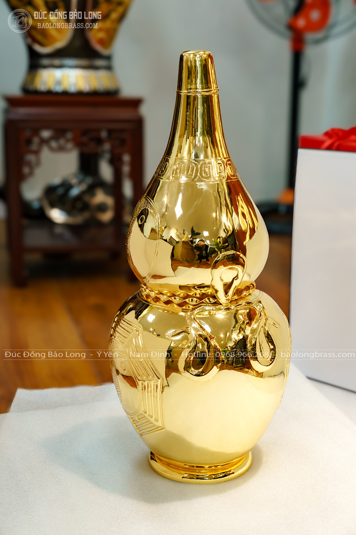hồ lô phong thủy bằng đồng mạ vàng 24k