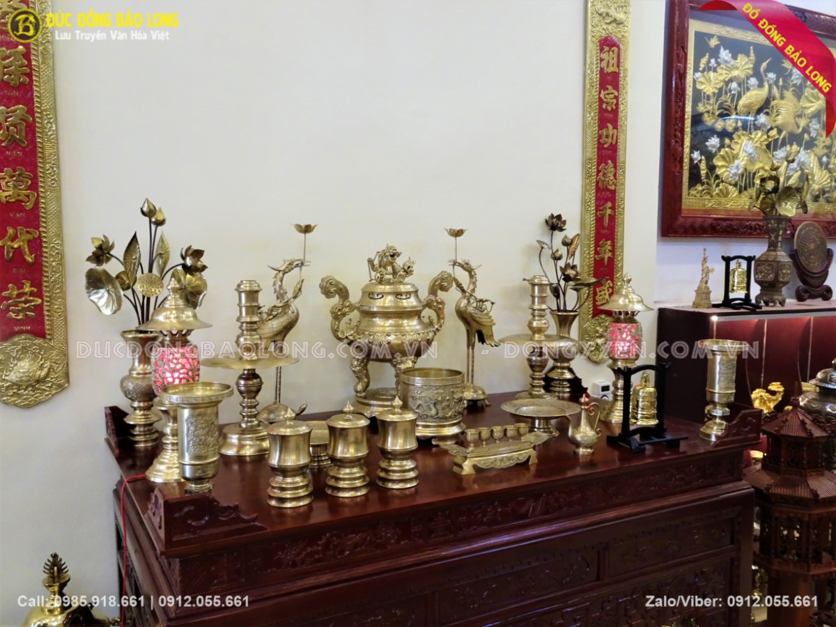 bộ đồ thờ đỉnh hoa sòi