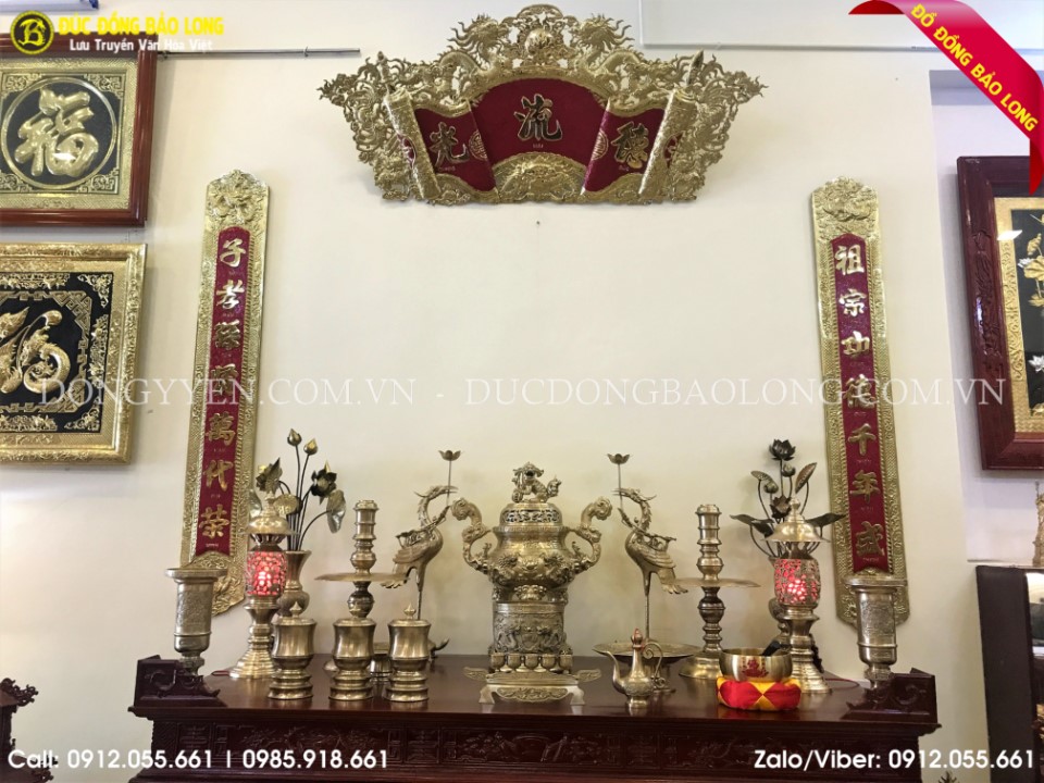 đồ thờ bằng đồng vàng 70cm