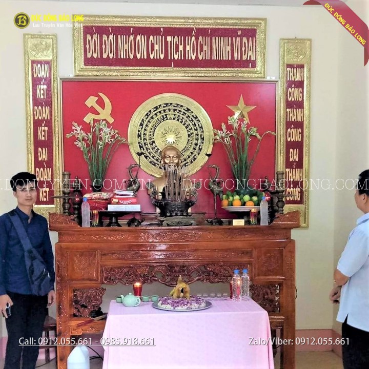 Bộ Đồ Thờ Bằng Đồng Cho Phòng Thờ Bác Hồ Huyện Ủy Hà Quảng Cao Bằng