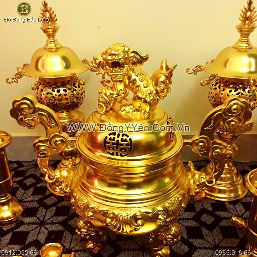 Bộ Đồ Thờ Thếp Vàng 9999 cao 60cm