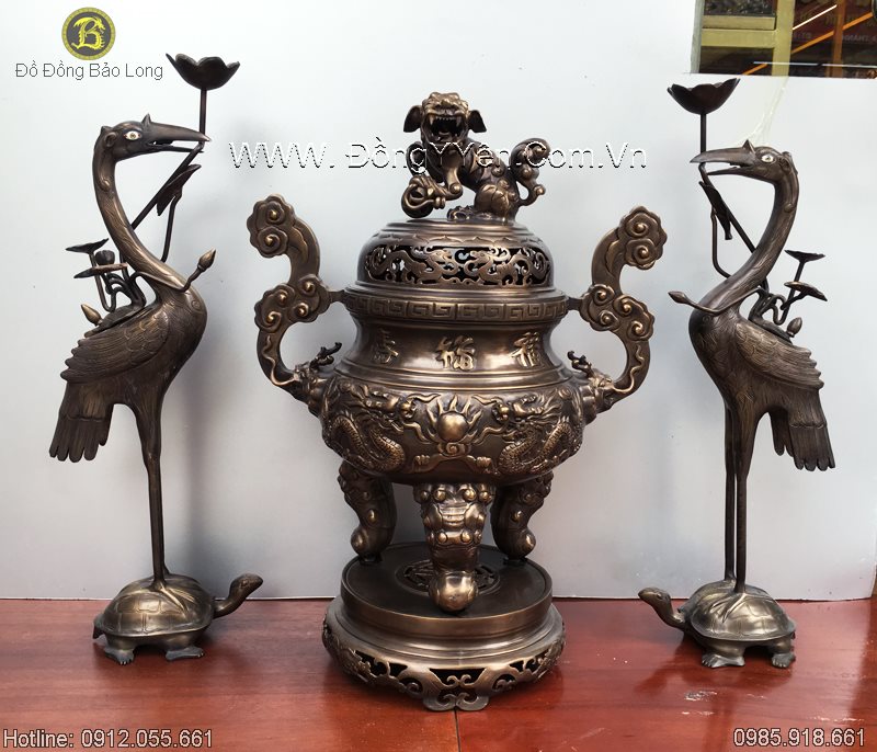 Bộ Đồ Thờ Đỉnh Rồng Phượng 60cm
