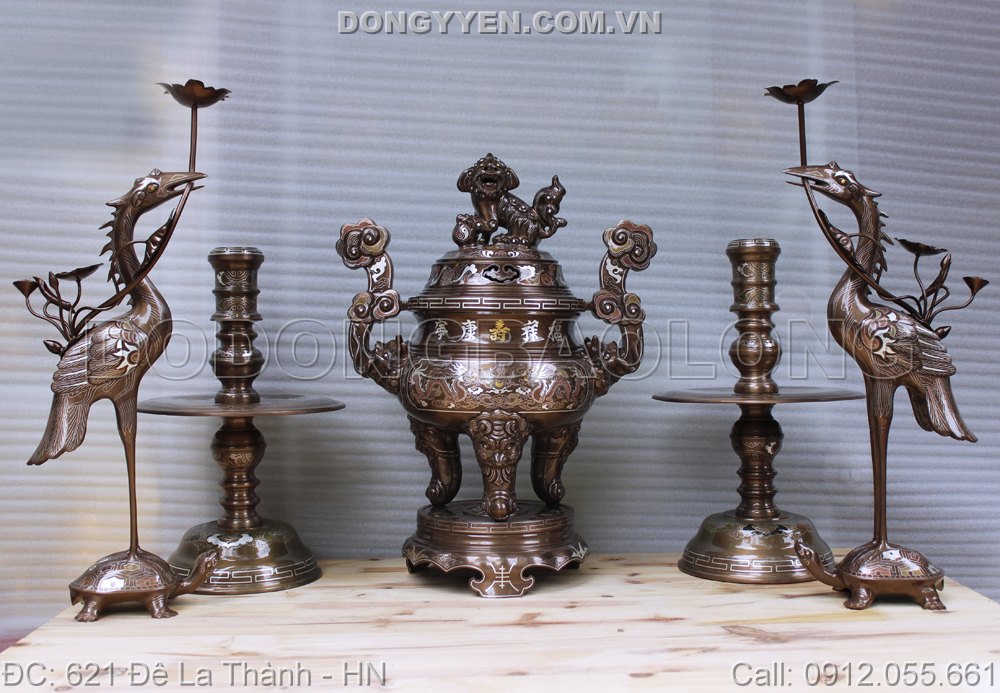 Bộ Đồ Thờ Khảm Ngũ Sắc 50cm