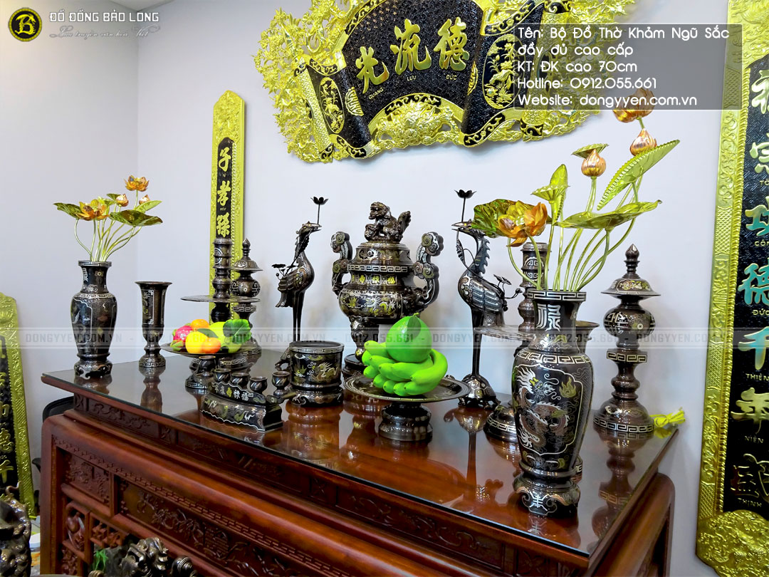 bộ đồ thờ khảm ngũ sắc đầy đủ cho kh sài gòn