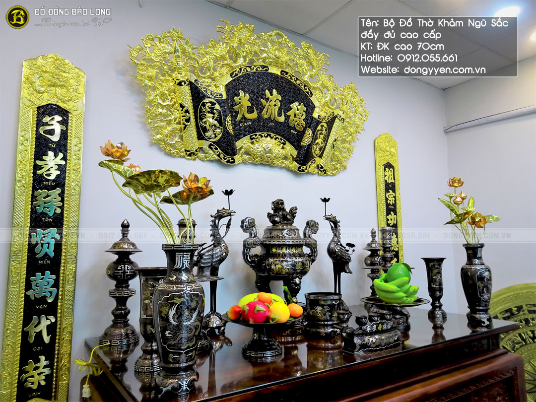 bộ đồ thờ khảm ngũ sắc đầy đủ cho kh sài gòn