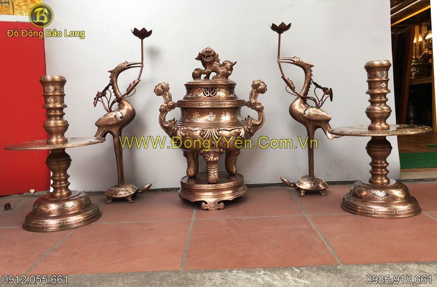 bộ đồ thờ tam khí 50cm khảm đẹp