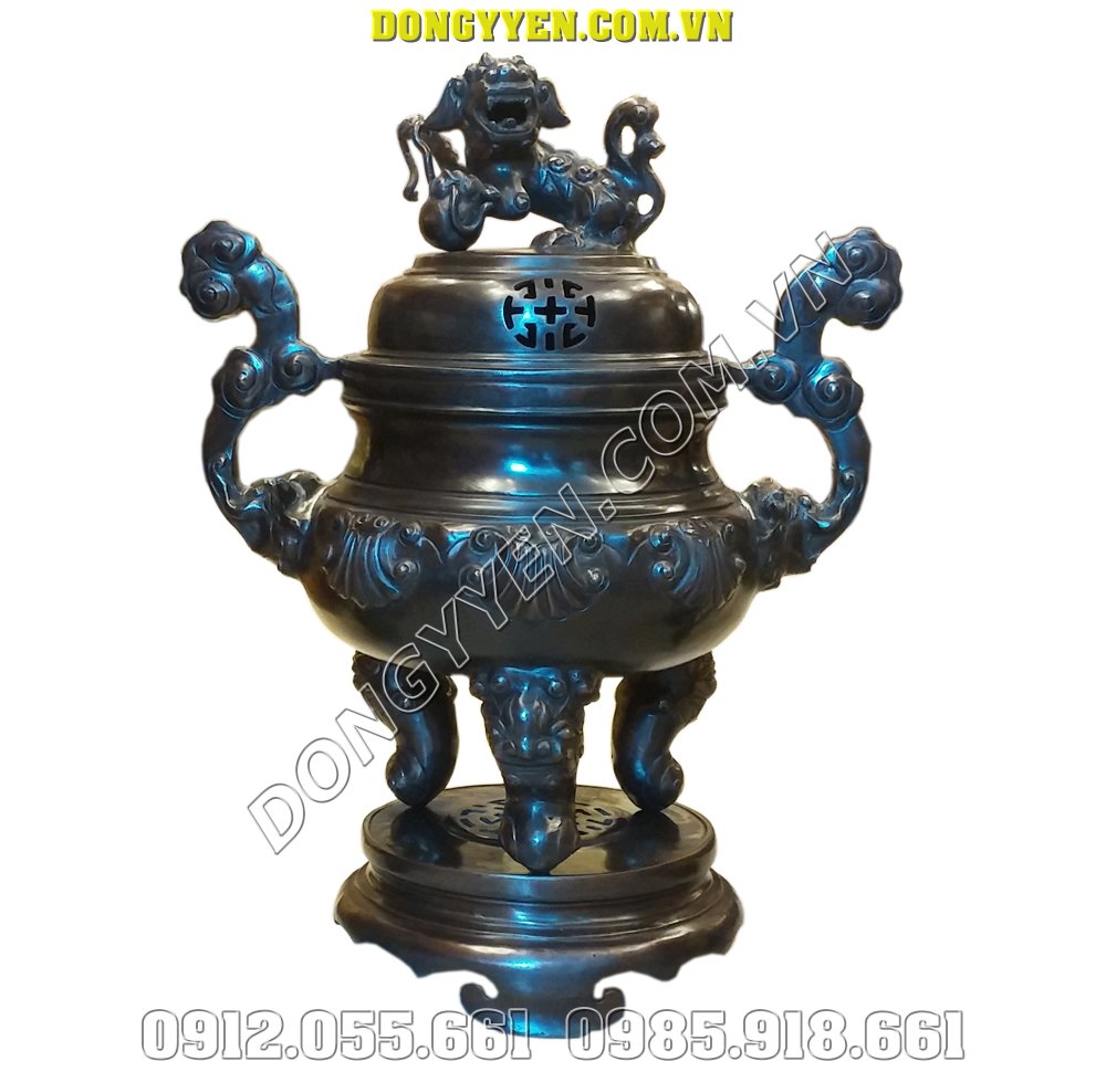 Đỉnh Thờ Bằng Đồng Hun Đen Giả Cổ 50cm
