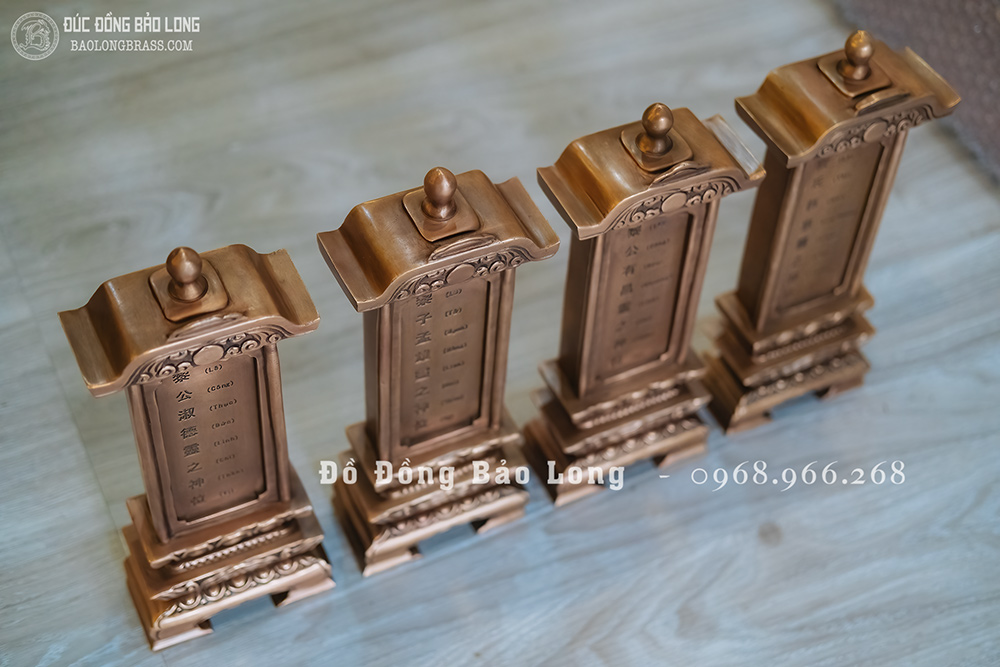 bài vị bằng đồng đỏ đúc thủ công cao 30cm
