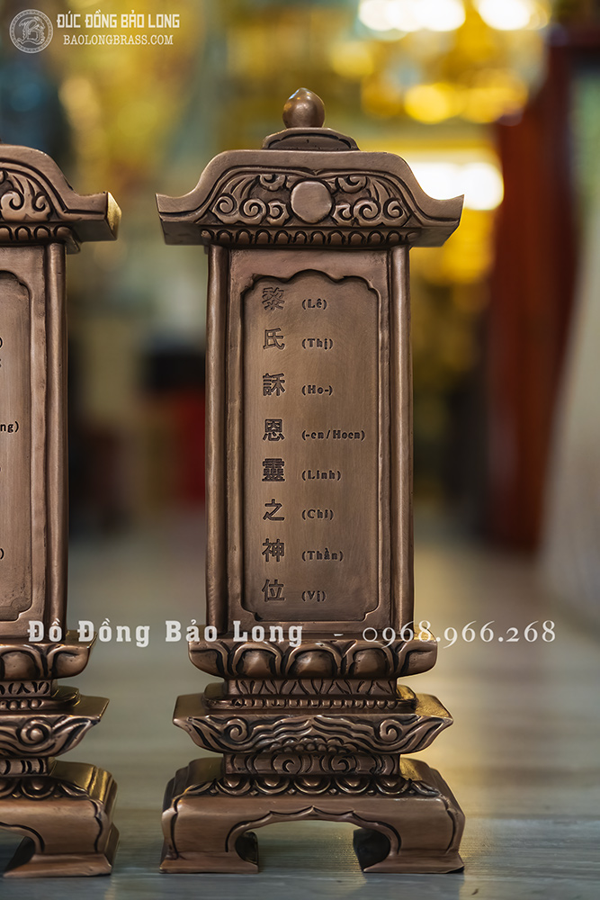 bài vị bằng đồng đỏ đúc thủ công cao 30cm