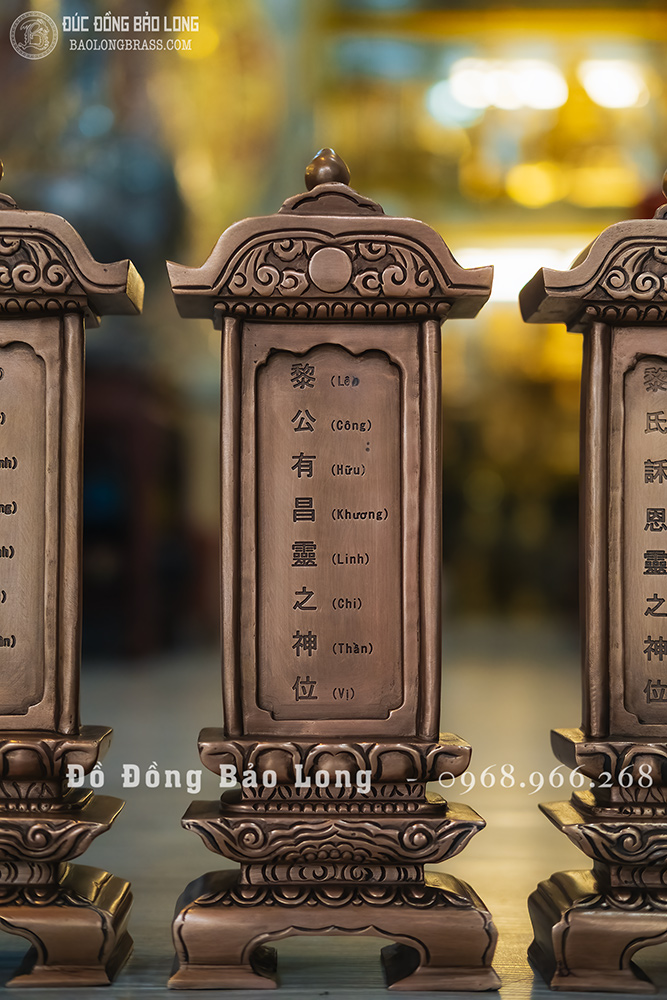 bài vị bằng đồng đỏ đúc thủ công cao 30cm