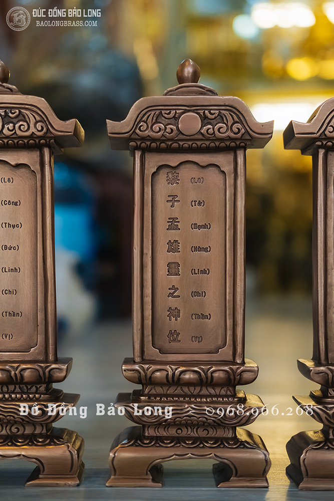bài vị bằng đồng đỏ đúc thủ công cao 30cm