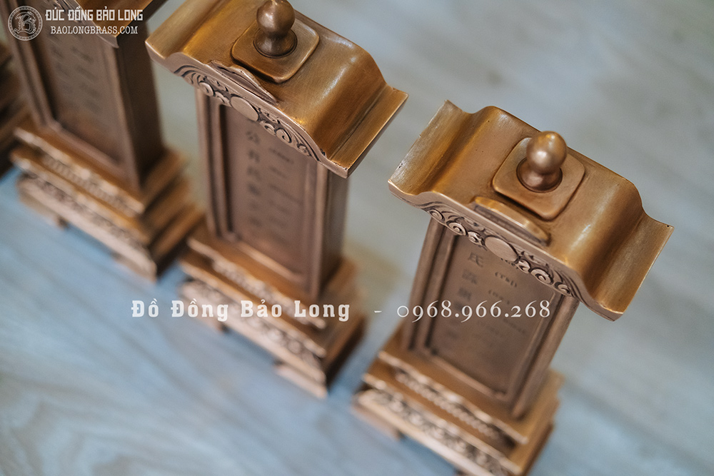 bài vị bằng đồng đỏ đúc thủ công cao 30cm