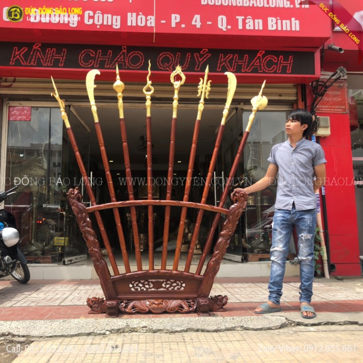 Bộ Bát Bửu Bằng Đồng 2m17 Dát Vàng 9999 