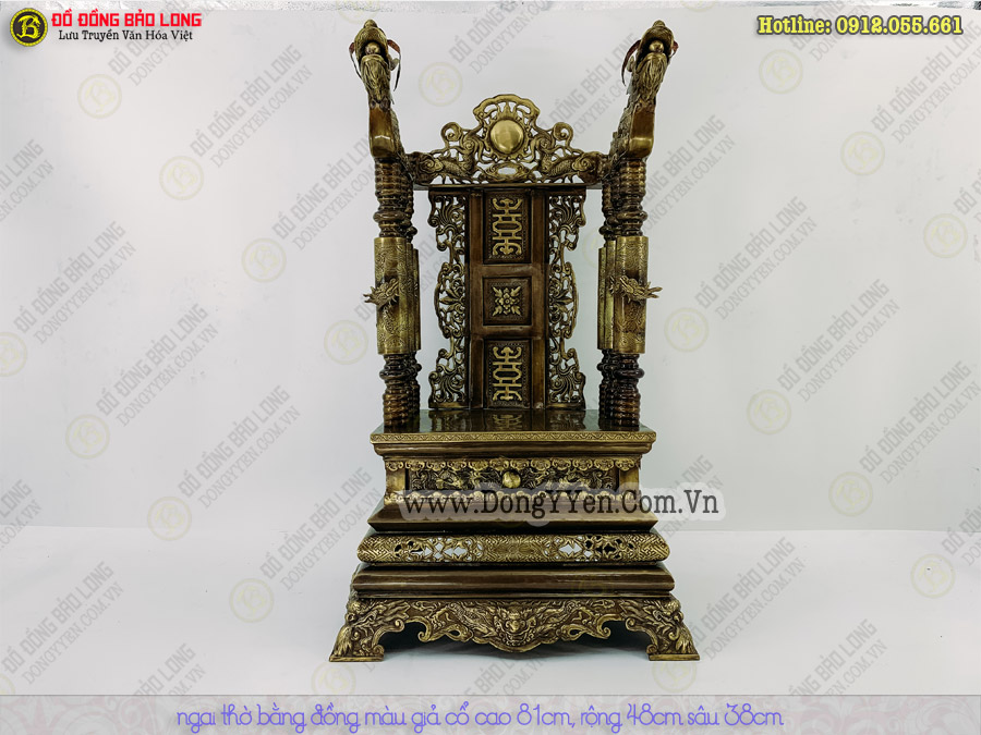 ngai thờ bằng đồng giả cổ 81cm