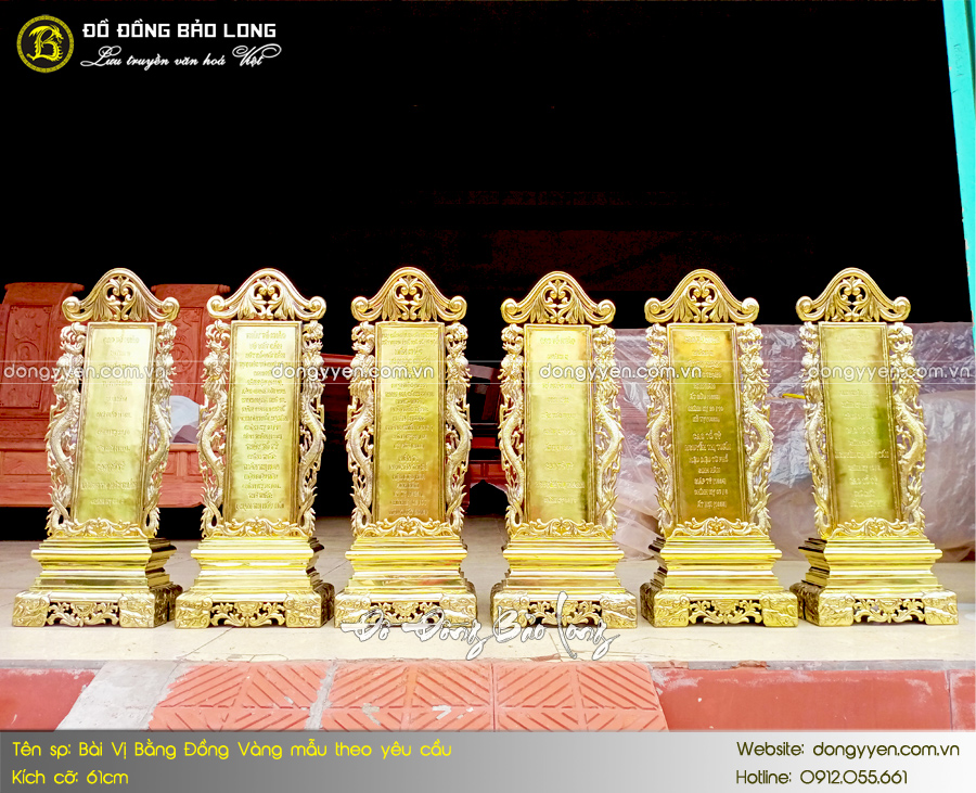 Bài vị thờ gia tiên bằng đồng cao 61cm cho khách Ninh Bình