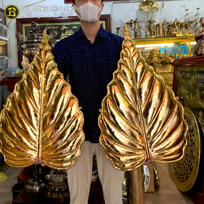 Lá Bồ Đề Bằng Đồng Mạ Vàng 24k Cao 50cm 