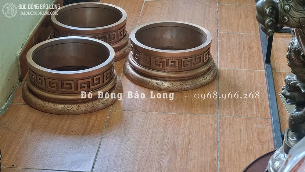 Sản Xuất Đúc Thi Công Chân Cột Bằng Đồng, Vàng Đồng Đỏ Hoa Văn, Kích Thước Theo Yêu Cầu