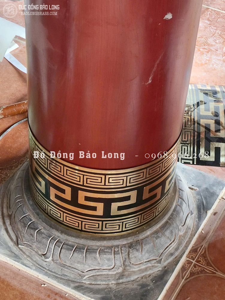 Sản Xuất Đúc Thi Công Chân Cột Bằng Đồng, Vàng Đồng Đỏ Hoa Văn, Kích Thước Theo Yêu Cầu