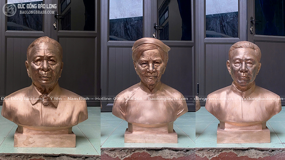 `Đúc 3 Pho Tượng Chân Dung Bằng Đồng Cao 48Cm