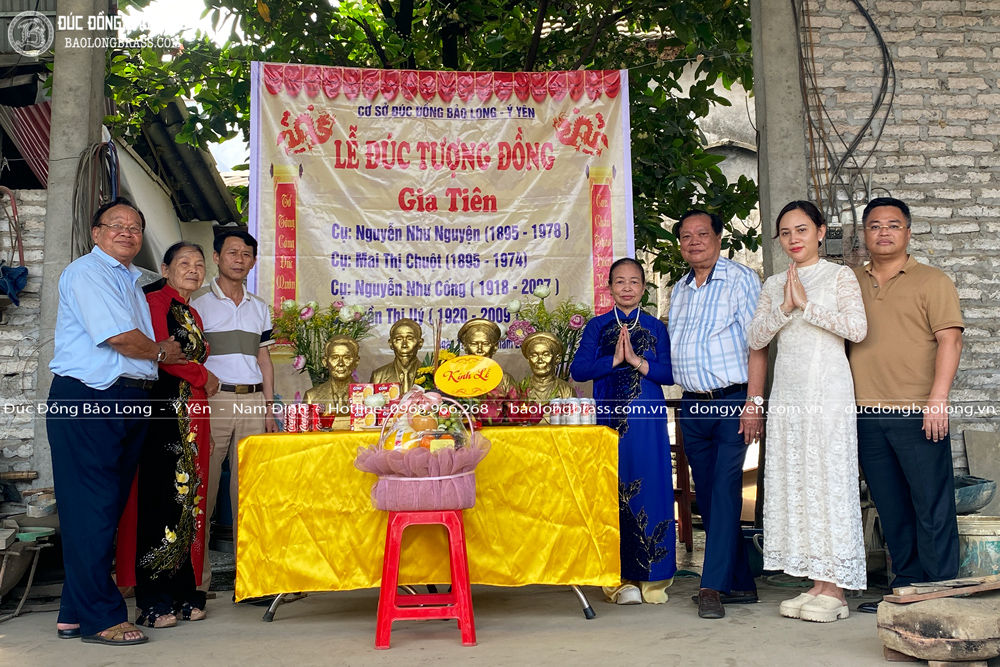 Đúc Tượng Chân Dung Truyền Thần 4 Cụ Bằng Đồng Đỏ Cao 42Cm
