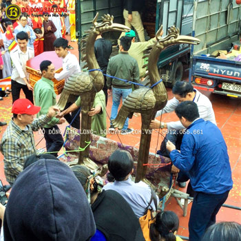 Đôi Hạc Thờ Bằng Đồng Đỏ 1m97 cho Chùa Quang Minh