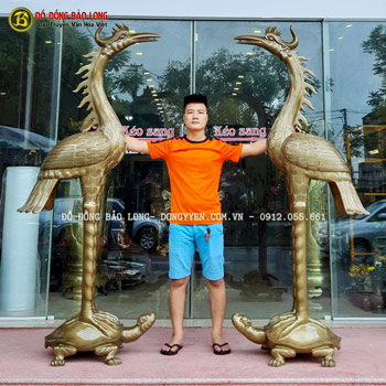 Đôi Hạc Thờ Bằng Đồng Đỏ 2m17 cho khách ở Bình Dương